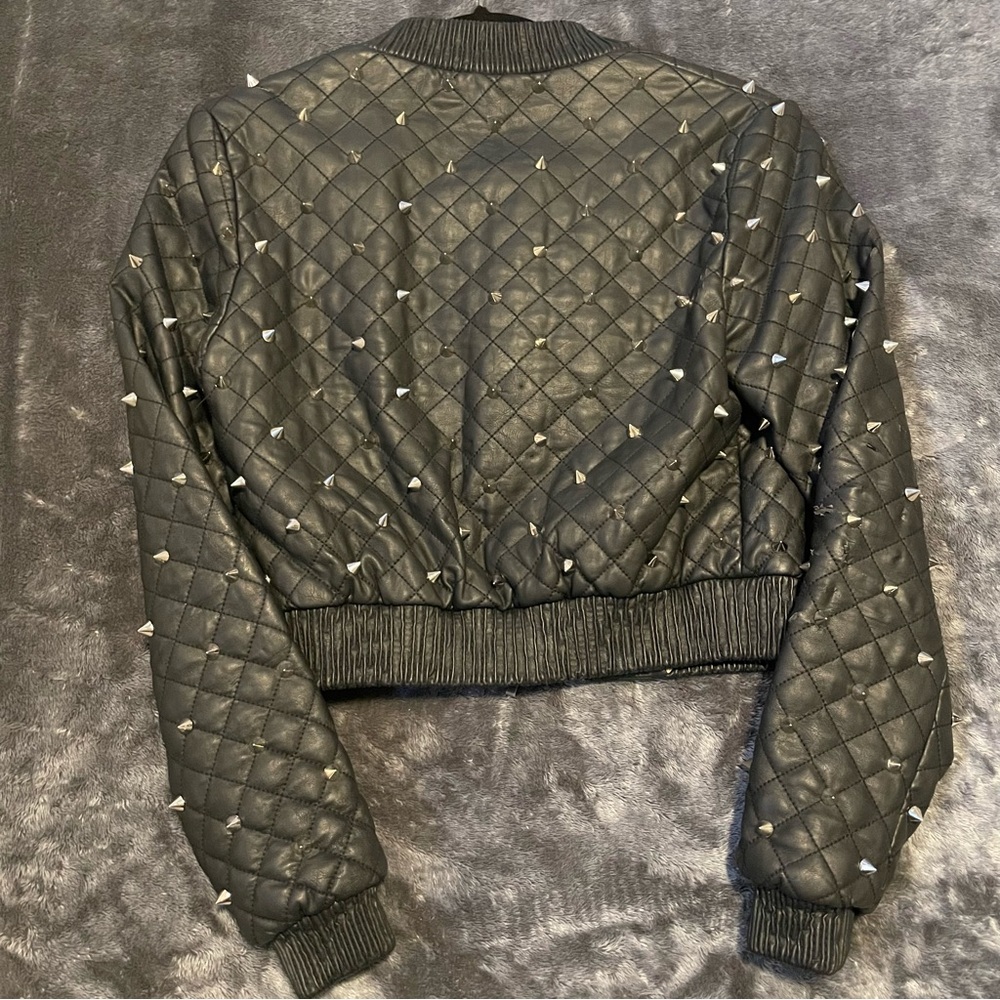 Studded Bomber Jacket Size Small - image 3